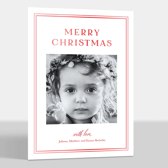 Season to Shine Red Foil Pressed Flat Holiday Photo Cards